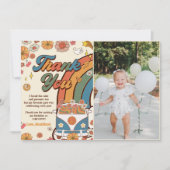 Groovy Retro Rainbow Birthday Foto Dankeskarte (Vorderseite)