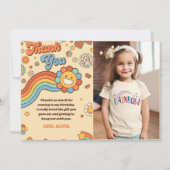 Groovy Retro Rainbow Birthday Foto Dankeskarte (Vorderseite)