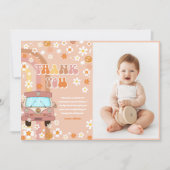 Groovy Retro Rainbow Birthday Foto Dankeskarte (Vorderseite)