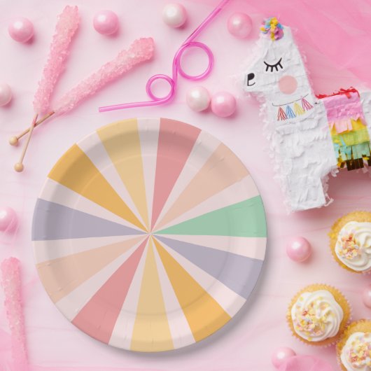 Groovy Retro Rainbow Birthday Pappteller (Party)