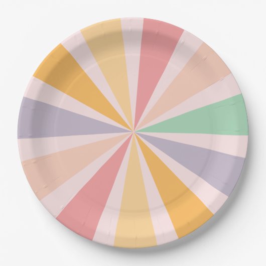 Groovy Retro Rainbow Birthday Pappteller (Vorderseite)