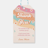 Groovy Retro Rainbow Birthday Party Geschenkanhänger (Rückseite)