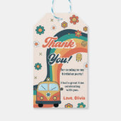 Groovy Retro Rainbow Birthday Party Geschenkanhänger (Rückseite)