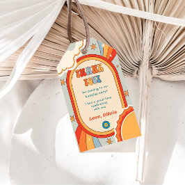 Groovy Retro Rainbow Birthday Party Geschenkanhänger