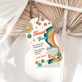 Groovy Retro Rainbow Birthday Party Geschenkanhänger