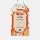 Groovy Retro Rainbow Birthday Party Geschenkanhänger (Rückseite)