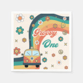 Groovy Retro Rainbow Birthday Party Napkins Serviette (Vorderseite)