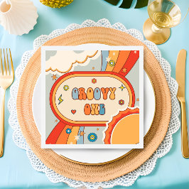 Groovy Retro Rainbow Birthday Party Napkins Serviette