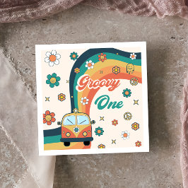 Groovy Retro Rainbow Birthday Party Napkins Serviette