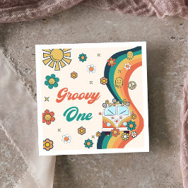 Groovy Retro Rainbow Birthday Party Napkins Serviette