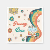 Groovy Retro Rainbow Birthday Party Napkins Serviette (Vorderseite)