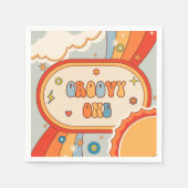 Groovy Retro Rainbow Birthday Party Napkins Serviette (Vorderseite)