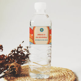 Groovy Retro Rainbow Birthday Party Wasserflaschenetikett