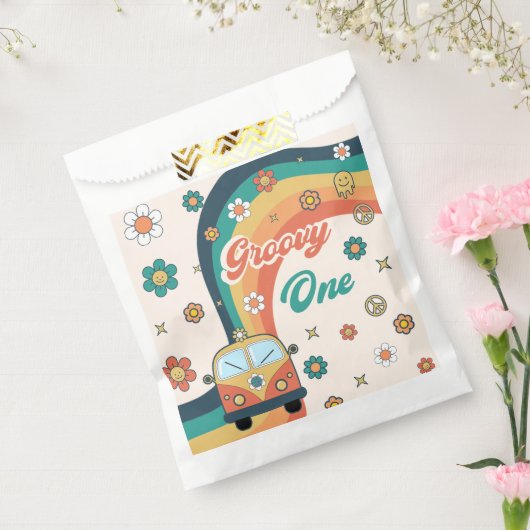 Groovy Retro Rainbow Daisy Birthday Party Geschenktütchen (Versiegelt)