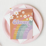 Groovy Retro Rainbow Eleventh Birthday Einladung<br><div class="desc">Groovy Retro Rainbow 11. Geburtstag laden Sie zu Gängen ein.</div>