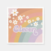 Groovy Retro Rainbow Eleventh Geburtstag Serviette (Vorderseite)