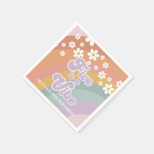 Groovy Retro Rainbow Five ist ein Vibe Serviette (Ecke)