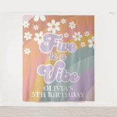 Groovy Retro Rainbow Five ist ein Vibe Wandteppich (Vorderseite)