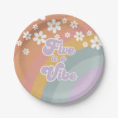 Groovy Retro Rainbow Five ist eine Vibe Paper Plat Pappteller (Vorderseite)