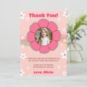 Groovy Retro Rainbow Floral Danke Karte (Stehend Vorderseite)