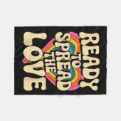 Groovy Retro Rainbow Heart Sitive Valentine Messag Fleecedecke (Vorderseite (Horizontal))