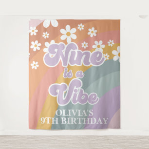 Groovy Retro Rainbow Nine ist ein Vibe Wandteppich