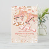 Groovy Retro Rainbow Roller Skaten Birthday Party Einladung (Stehend Vorderseite)