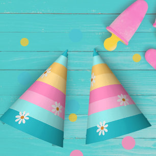 Groovy Retro Rainbow Roller Skaten Birthday Party Partyhütchen
