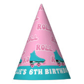 Groovy Retro Rainbow Roller Skating Birthday Party Partyhütchen (Vorderseite)