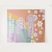 Groovy Retro Rainbow Seven ist ein Vibe Wandteppich (Vorderseite (Horizontal))