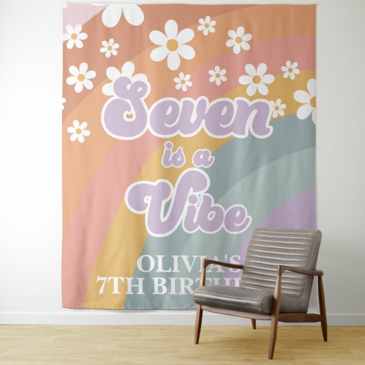 Groovy Retro Rainbow Seven ist ein Vibe Wandteppich (Beispiel)