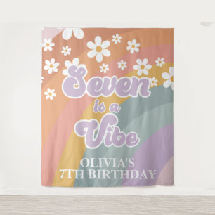 Groovy Retro Rainbow Seven ist ein Vibe Wandteppich