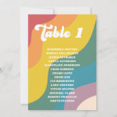 Groovy Retro Rainbow Tischnummer Gästekarte (Rückseite)