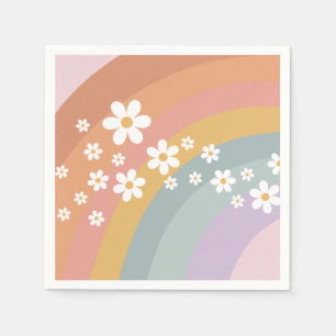Groovy Retro Rainbow und Daisy Serviette