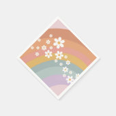 Groovy Retro Rainbow und Daisy Serviette (Ecke)