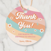 Groovy Retro Rainbow Vielen Dank für Ihre Geburtst Geschenkanhänger (Rückseite)