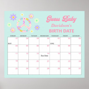 Groovy Retro Rate den Geburtstermin Kalender Poster