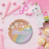 Groovy Retro Regenbogen 12. Geburtstag Pappteller (Party)
