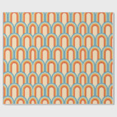 Groovy Retro-Regenbogenbögen in Orange und Blau Geschenkpapier (Flach)