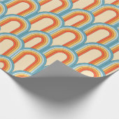 Groovy Retro-Regenbogenbögen in Orange und Blau Geschenkpapier (Ecke)