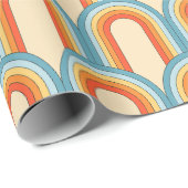 Groovy Retro-Regenbogenbögen in Orange und Blau Geschenkpapier (Rolleneckpunkt)