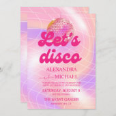 Groovy Retro Roller Pink und Gold Wedding Einladung (Vorne/Hinten)