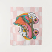 Groovy Retro Roller Skate 60er Hippie Rainbow Wandteppich (Vorderseite)