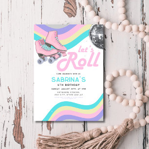 Groovy Retro Roller Skaten Birthday Party Einladung
