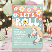 Groovy Retro Roller Skaten Birthday Party Einladung