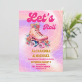 Groovy Retro Roller Skaten Wedding Einladung (Stehend Vorderseite)
