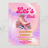 Groovy Retro Roller Skaten Wedding Einladung (Vorne/Hinten)