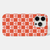 Groovy Retro Romantic Love Heart Red Checkerboard Case-Mate iPhone Hülle (Rückseite (Horizontal))