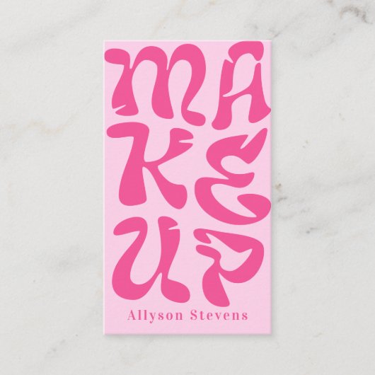 Groovy Retro rosa Logo qr Code Makeup Visitenkarte (Vorderseite)