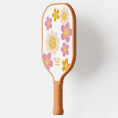 Groovy Retro Rosa Orange Blume Personalisiert Pickleball Schläger (Links)